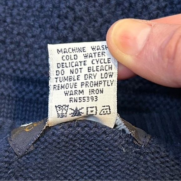 Vantage Custom Classics Mens Large Blue Cotton Knit Crewneck Sweater Made in USA - Picture 5 of 8